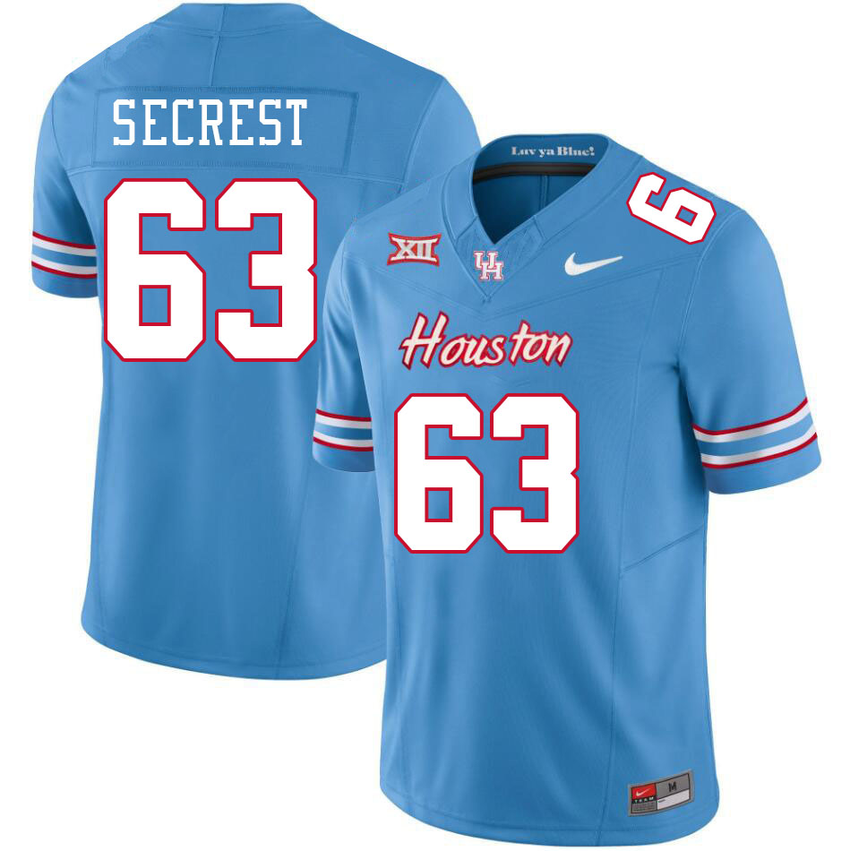 Men #63 Sam Secrest Houston Cougars College Football Jerseys Stitched-Oilers